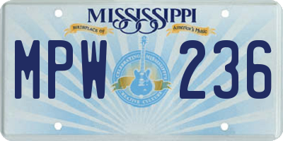 MS license plate MPW236