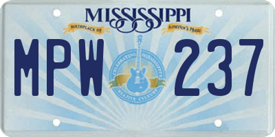 MS license plate MPW237