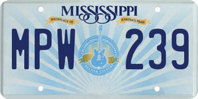 MS license plate MPW239