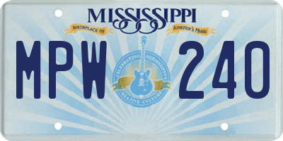 MS license plate MPW240
