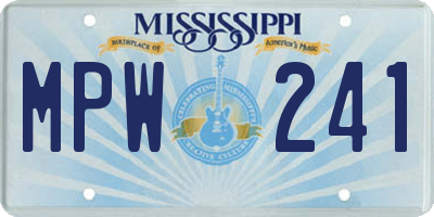 MS license plate MPW241