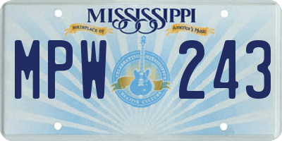 MS license plate MPW243