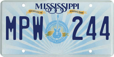 MS license plate MPW244