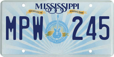 MS license plate MPW245