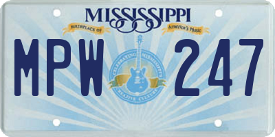 MS license plate MPW247
