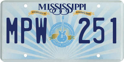 MS license plate MPW251