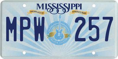 MS license plate MPW257