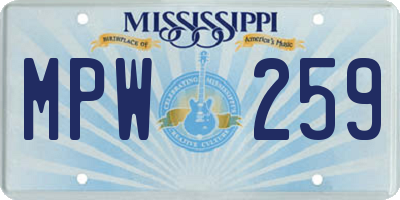 MS license plate MPW259