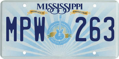 MS license plate MPW263