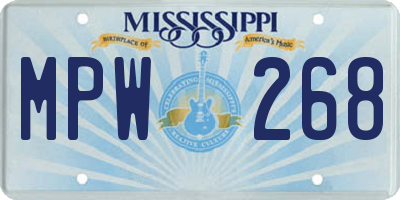 MS license plate MPW268