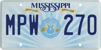 MS license plate MPW270