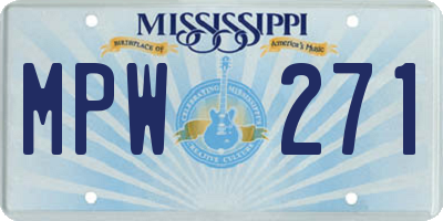 MS license plate MPW271