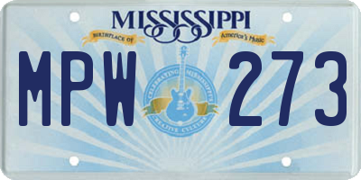 MS license plate MPW273