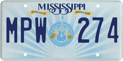 MS license plate MPW274