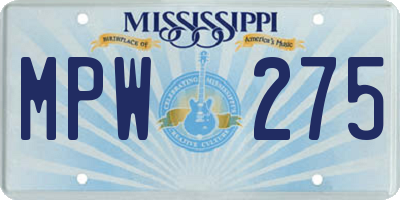 MS license plate MPW275