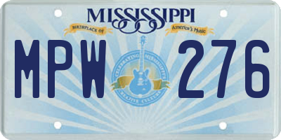 MS license plate MPW276