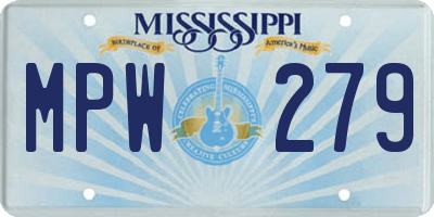MS license plate MPW279