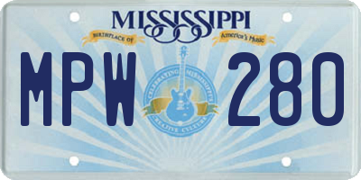 MS license plate MPW280