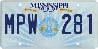 MS license plate MPW281