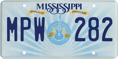 MS license plate MPW282