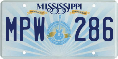 MS license plate MPW286