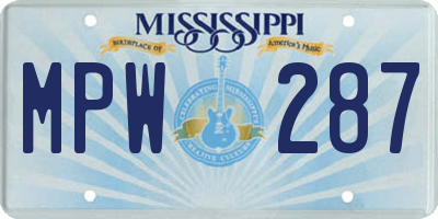 MS license plate MPW287