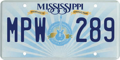 MS license plate MPW289