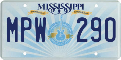 MS license plate MPW290