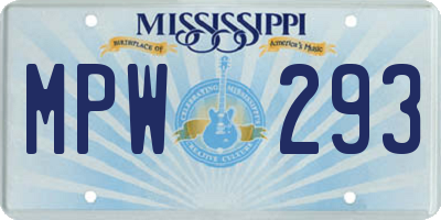 MS license plate MPW293