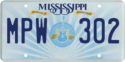 MS license plate MPW302