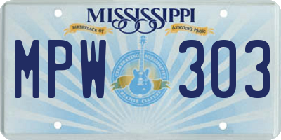 MS license plate MPW303