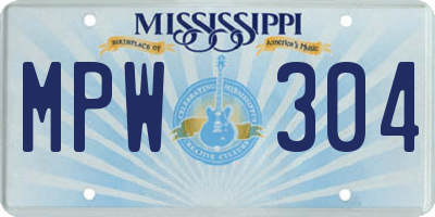 MS license plate MPW304