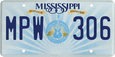 MS license plate MPW306