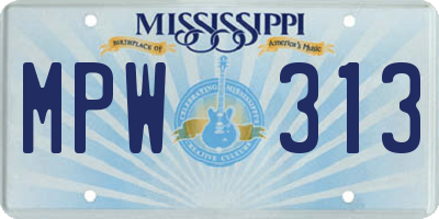 MS license plate MPW313