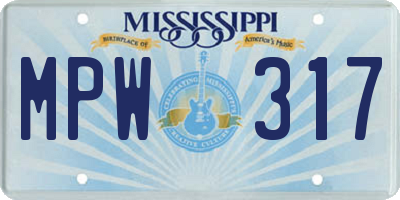 MS license plate MPW317