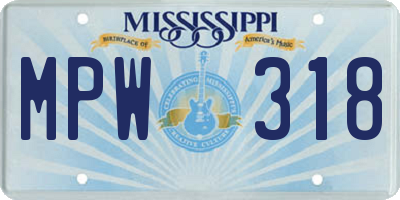 MS license plate MPW318