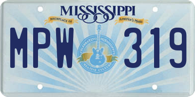 MS license plate MPW319