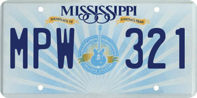 MS license plate MPW321