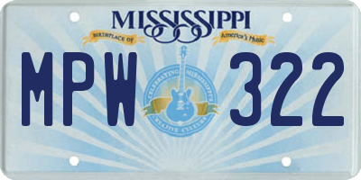 MS license plate MPW322