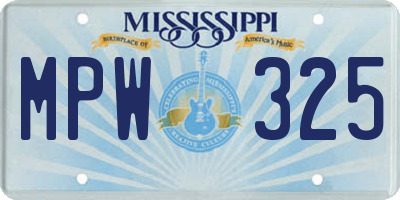 MS license plate MPW325