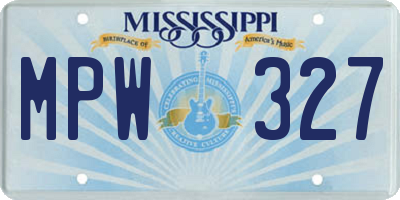 MS license plate MPW327