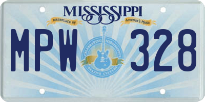 MS license plate MPW328