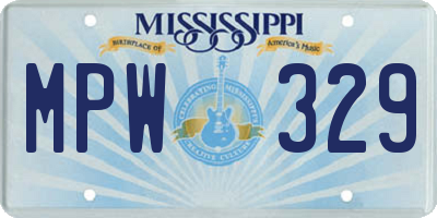 MS license plate MPW329