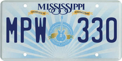 MS license plate MPW330