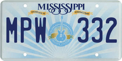 MS license plate MPW332