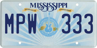MS license plate MPW333