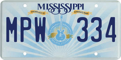 MS license plate MPW334