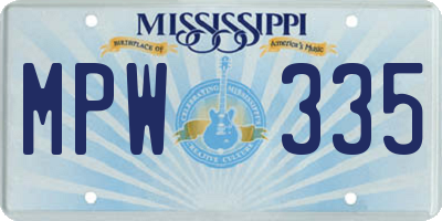 MS license plate MPW335