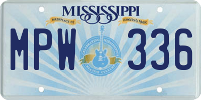 MS license plate MPW336