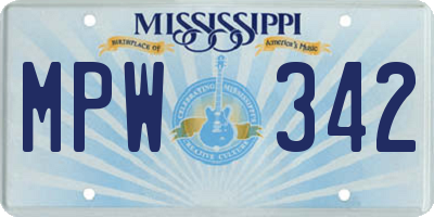 MS license plate MPW342